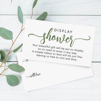 simple green script display shower  enclosure card