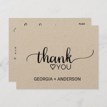 simple kraft calligraphy thank you postcard