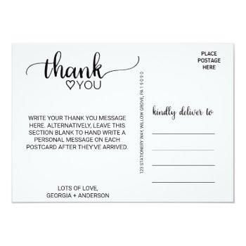 Simple Kraft Calligraphy Thank You Postcard Front View