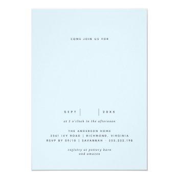 Simple Light Blue And Silver Casual Bridal Shower Foil Invitation Front View