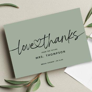 Simple Minimal Modern Script Bridal Shower Thank You Card Front View