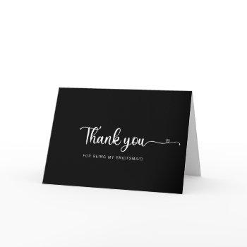simple minimalist black bridesmaid thank you card