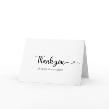 simple minimalist bridesmaid thank you card
