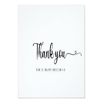 Simple Minimalist Bridesmaid Thank You Card Front View