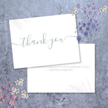 simple modern elegant dusty blue script thank you card