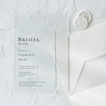 simple modern minimal wedding bridal shower acrylic invitations