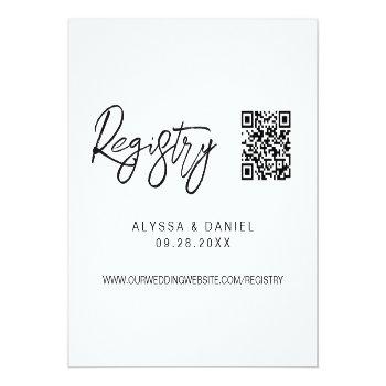 Simple Modern Qr Code Wedding Registry Custom Enclosure Card Front View