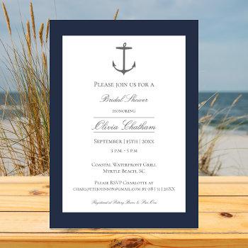 simple nautical anchor bridal shower | navy invitation