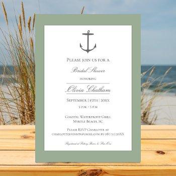 simple nautical anchor bridal shower | sage green invitation