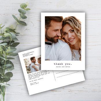 simple retro classic photo wedding thank you postcard