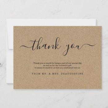 simple rustic kraft paper thank you card