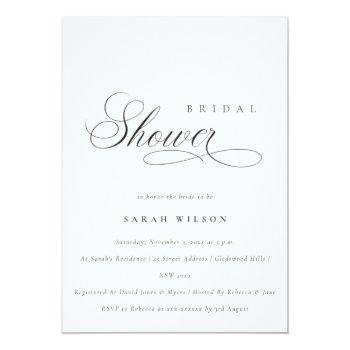 Simple Script Black White Bridal Shower Invite Front View