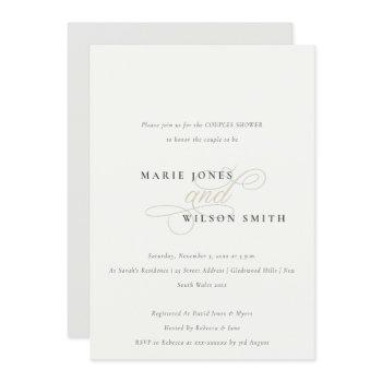 simple script black white couples shower invite