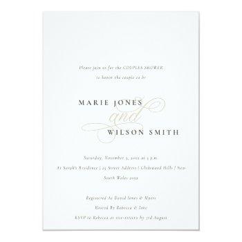 Simple Script Black White Couples Shower Invite Front View