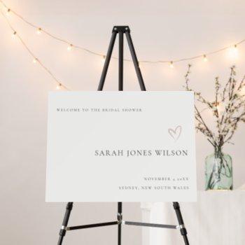 simple script blush heart bridal shower welcome foam board