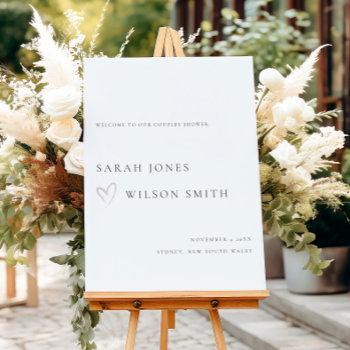 simple script blush heart couples shower welcome foam board