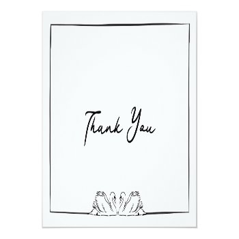 Simple Timeless Handwritten Swan Bridal Shower Thank You Card Front View