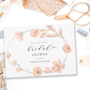 simple watercolor blush pink peach bridal shower invitation