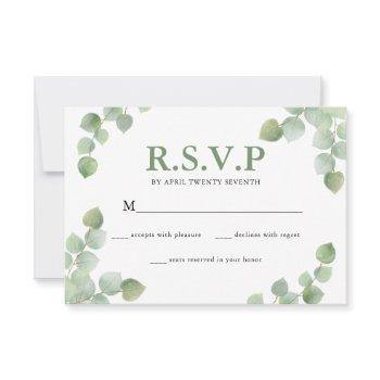 simple watercolor eucalyptus greenery wedding rsvp card