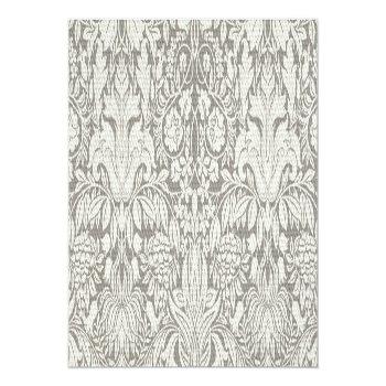Simple White Floral Damask Pattern Minimal Luggage Tag Front View