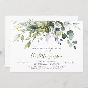 simply elegant eucalyptus bridal shower invitation
