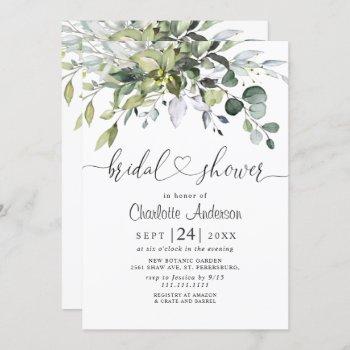 simply elegant eucalyptus bridal  shower invitation