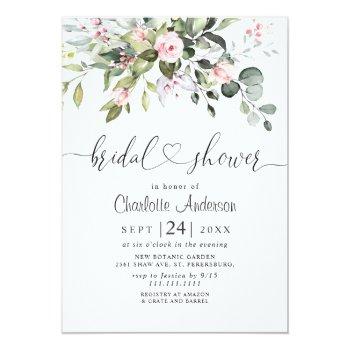 Simply Elegant Eucalyptus Bridal  Shower Invitation Front View