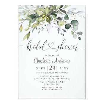 Simply Elegant Eucalyptus Bridal Shower Invitation Front View