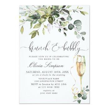 Simply Elegant Eucalyptus Brunch & Bubbly Invitation Front View