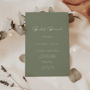 simply elegant sage green bridal brunch invitation
