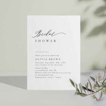 simply elegant typography modern bridal shower invitation