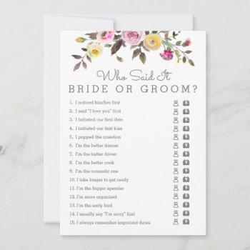 simply pretty bridal shower who said it game cards