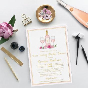 simply sweet wine tasting bridal shower real foil invitation