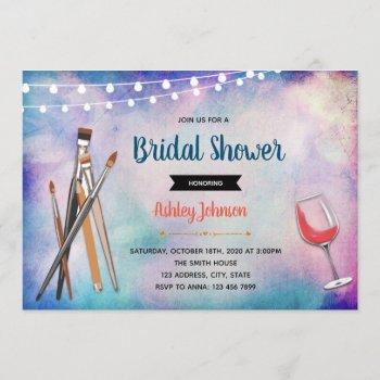 sip and paint bridal shower invitation