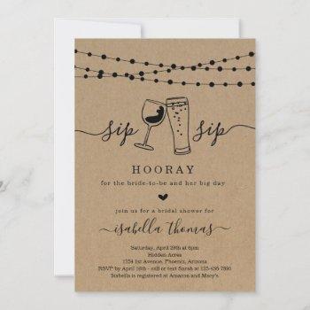 sip sip hooray bridal shower invitation