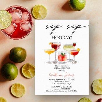 sip sip hooray cocktail bridal shower party invitation