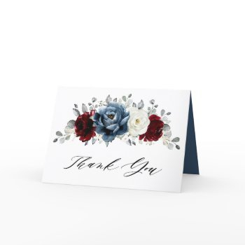 slate blue burgundy white ivory boho bridal shower thank you card