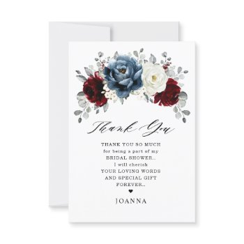 slate blue burgundy white ivory boho bridal shower thank you card