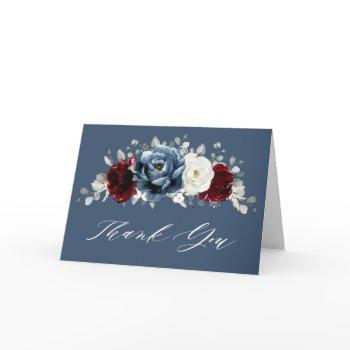 slate blue burgundy white ivory boho bridal shower thank you card
