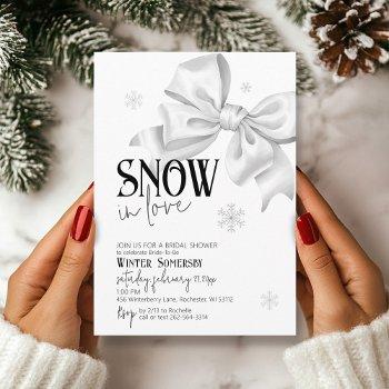 snow in love bow bridal shower snowflake winter invitation