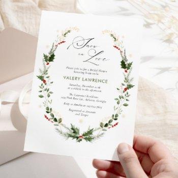 snow in love golden snowflakes bridal shower invitation