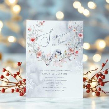 snow in love modern winter snow bridal shower invitation