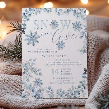 snow in love theme winter bridal shower invitation