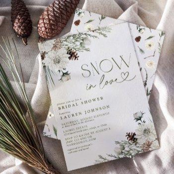 snow in love winter evergreen bridal shower invitation