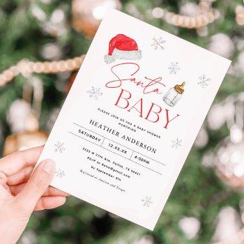 snowflake santa baby christmas baby shower invitation