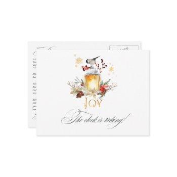 snowy pine & spruce christmas event reminder rsvp postcard