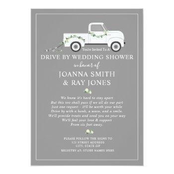 Social Distance Drive By Bridal Shower White Truck Invitation Front View