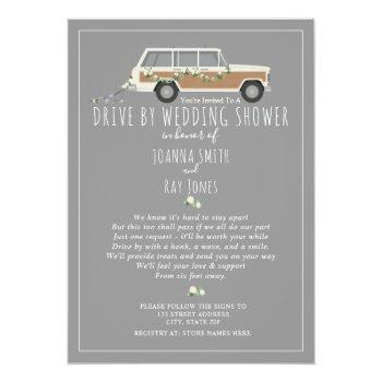 Social Distancing Drive By Wedding Shower Gray Invitation Front View