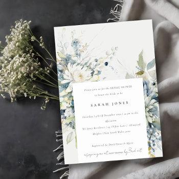 soft blue green succulent floral bridal shower invitation