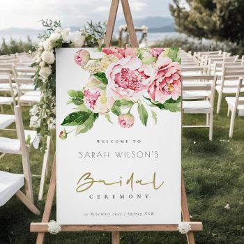 soft blush floral watercolor bridal shower welcome foam board